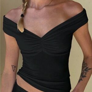 SHEIN Black Off-Shoulder Crop Top